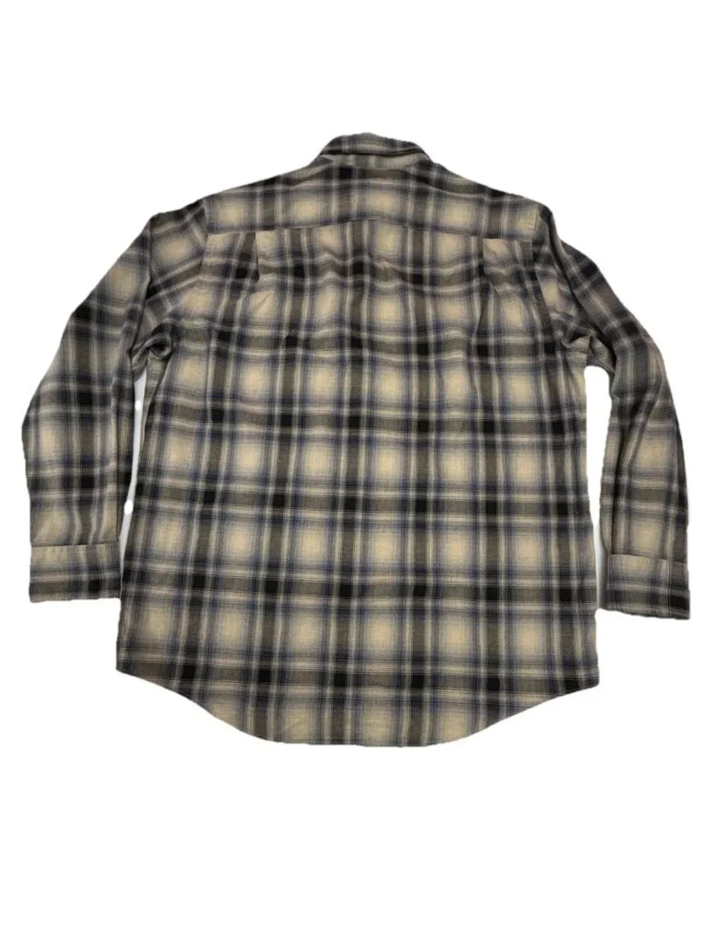 Banana Republic Classic Plaid Button Up Shirt Men Large Blue Beige Cotton